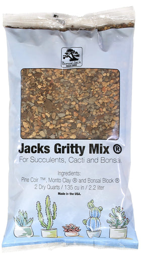 Bonsai Jack gritty mix bag showing fast-draining soil ideal for succulents