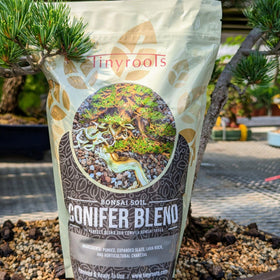 Hand mixed, dried, and bagged soil for convenient storage and ready use in bonsai care.