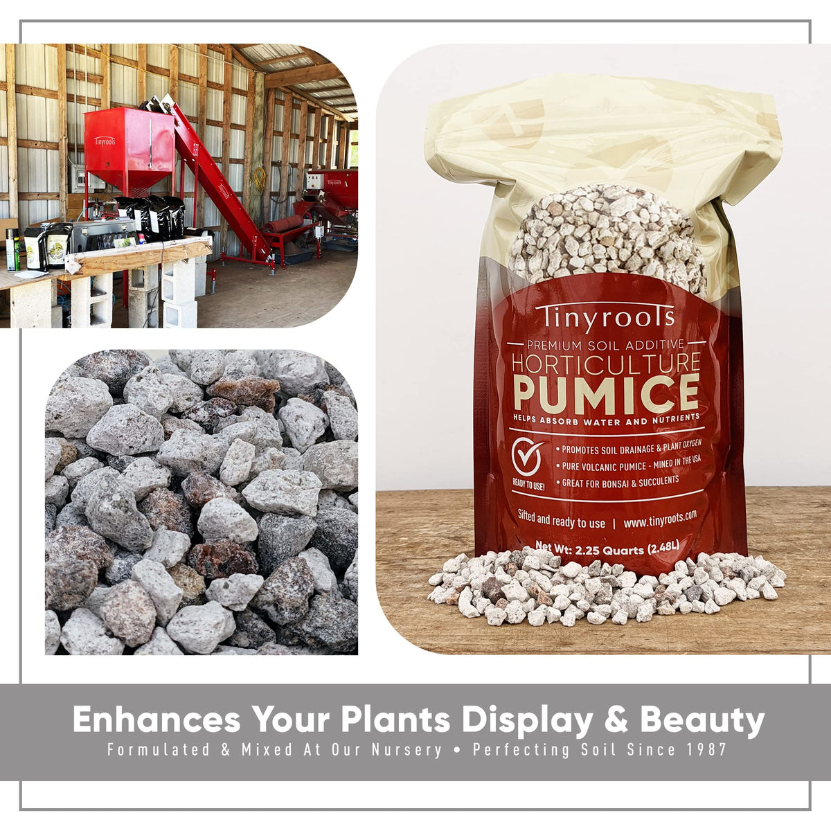 Tinyroots pumice multi-use for terrarium, improves moisture control.