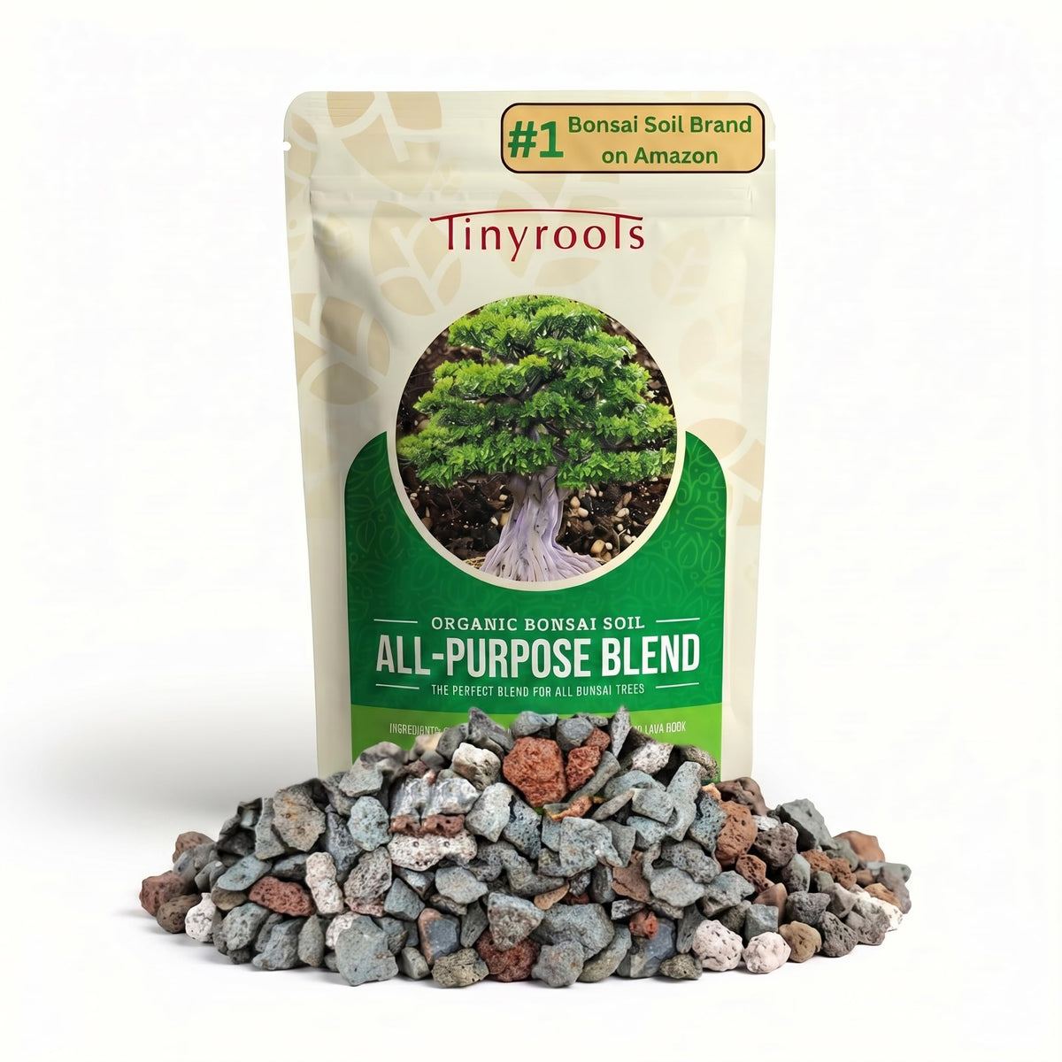 Tinyroots bonsai soil mix bag open, ready for repotting all bonsai varieties.