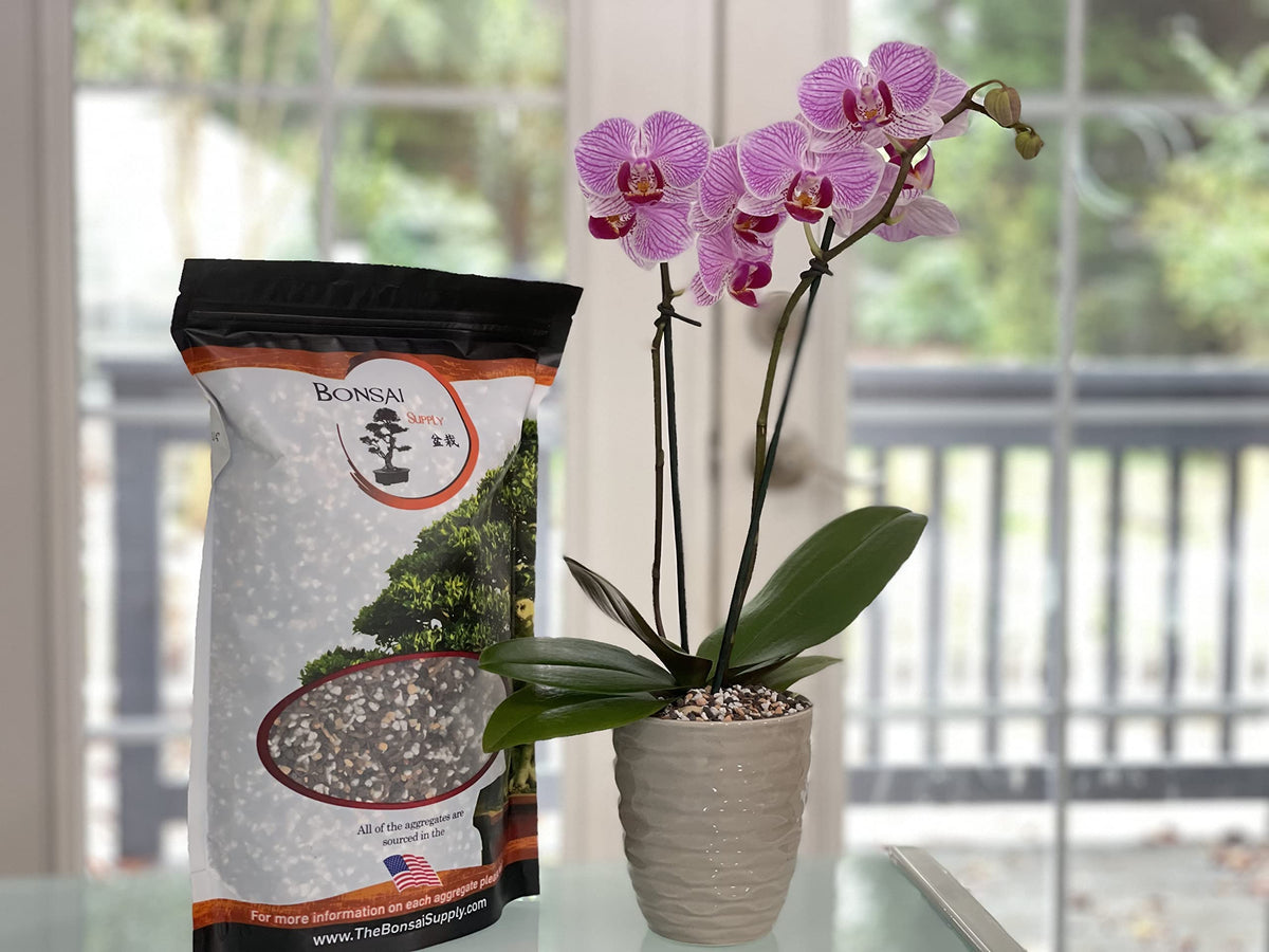 Locally sourced aggregates image featuring The Bonsai Supply soil components.