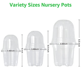 Bonviee 4-inch clear nursery pot dome aids careful watering for starter seedlings.