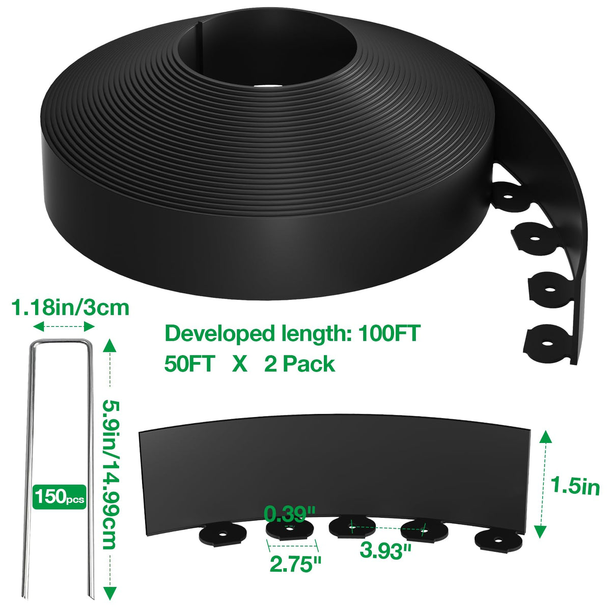 Bonviee border assembly pack highlights staples to fix straight or curved borders