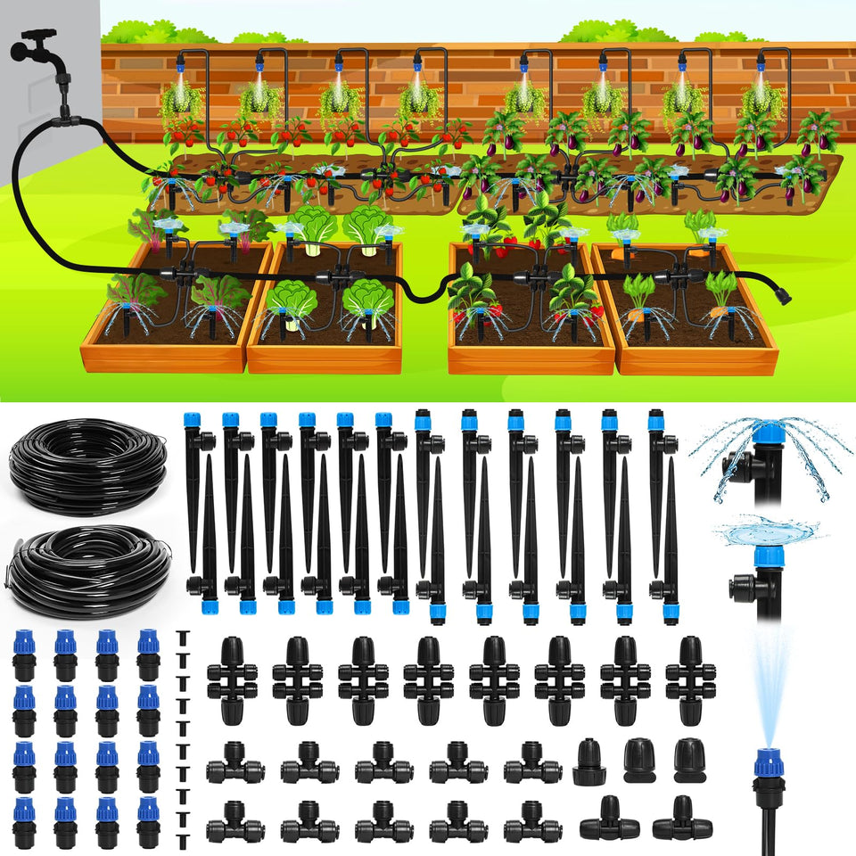 Bonviee drip irrigation 230ft kit ready for streamlined garden watering.