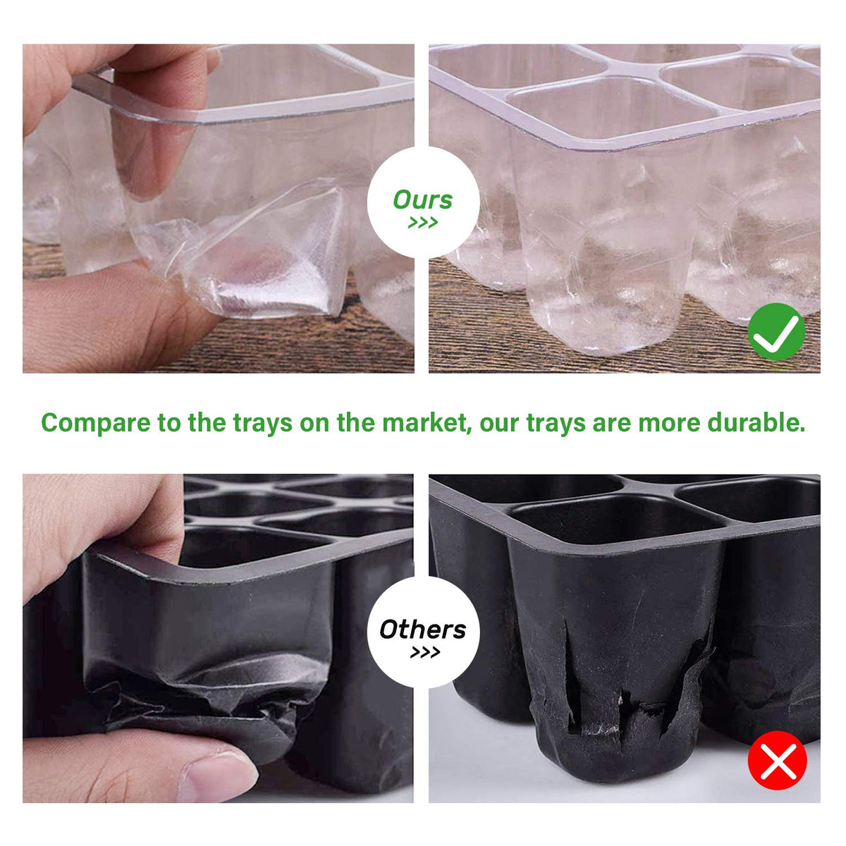 Bonviee 12-cell tray simplifies transplanting with minimal root damage.