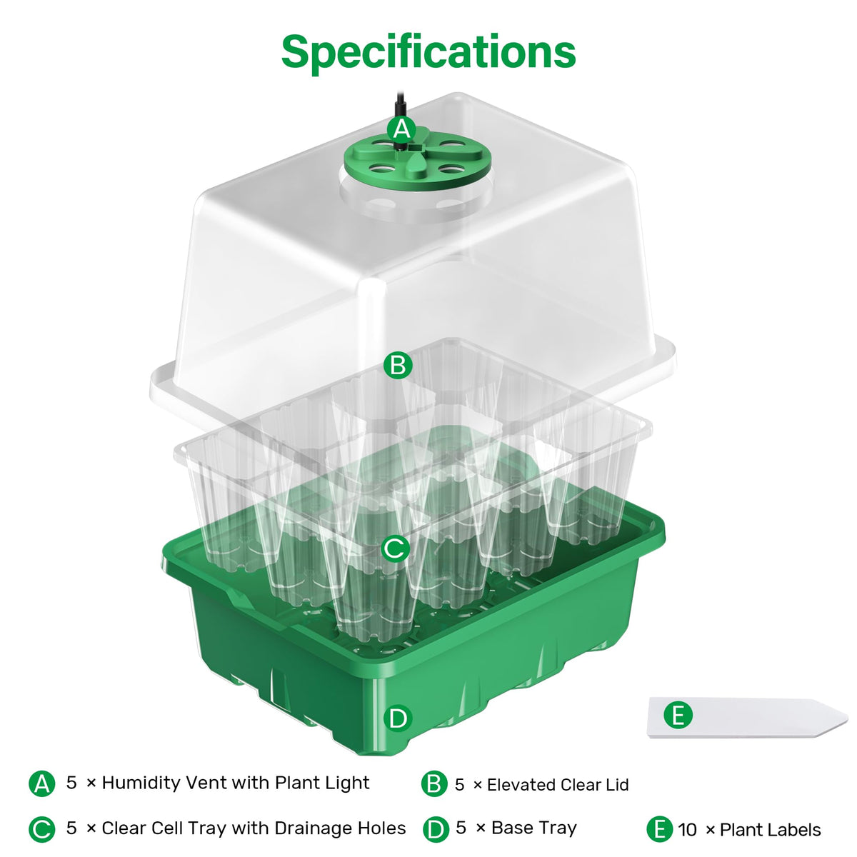 Bonviee elevated humidity dome maintains moisture for seedlings