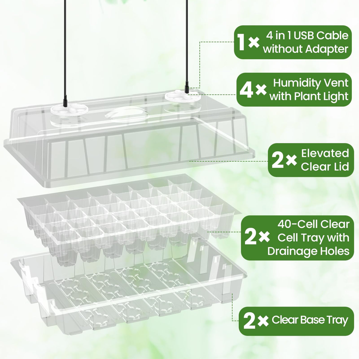 Bonviee elevated humidity dome protects seedlings and maintains moisture.