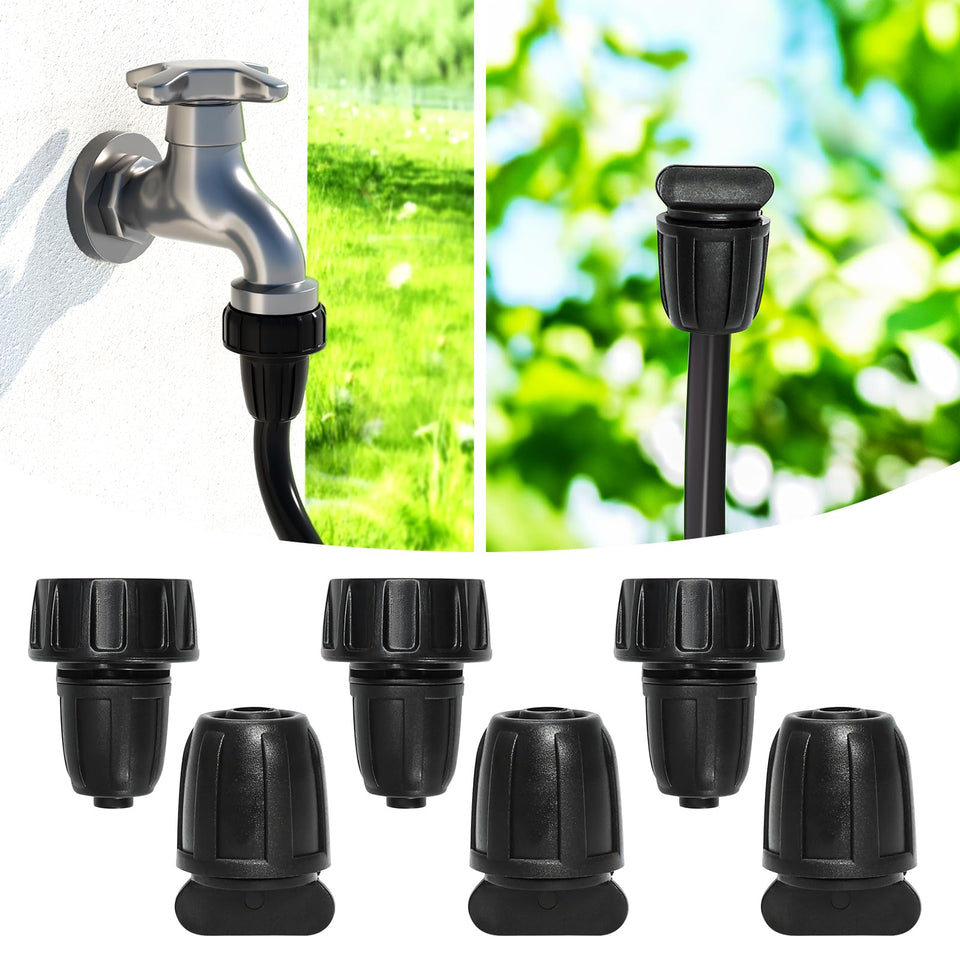 Bonviee faucet adapters provide a secure 3x connection for 5/16 inch irrigation tubing.