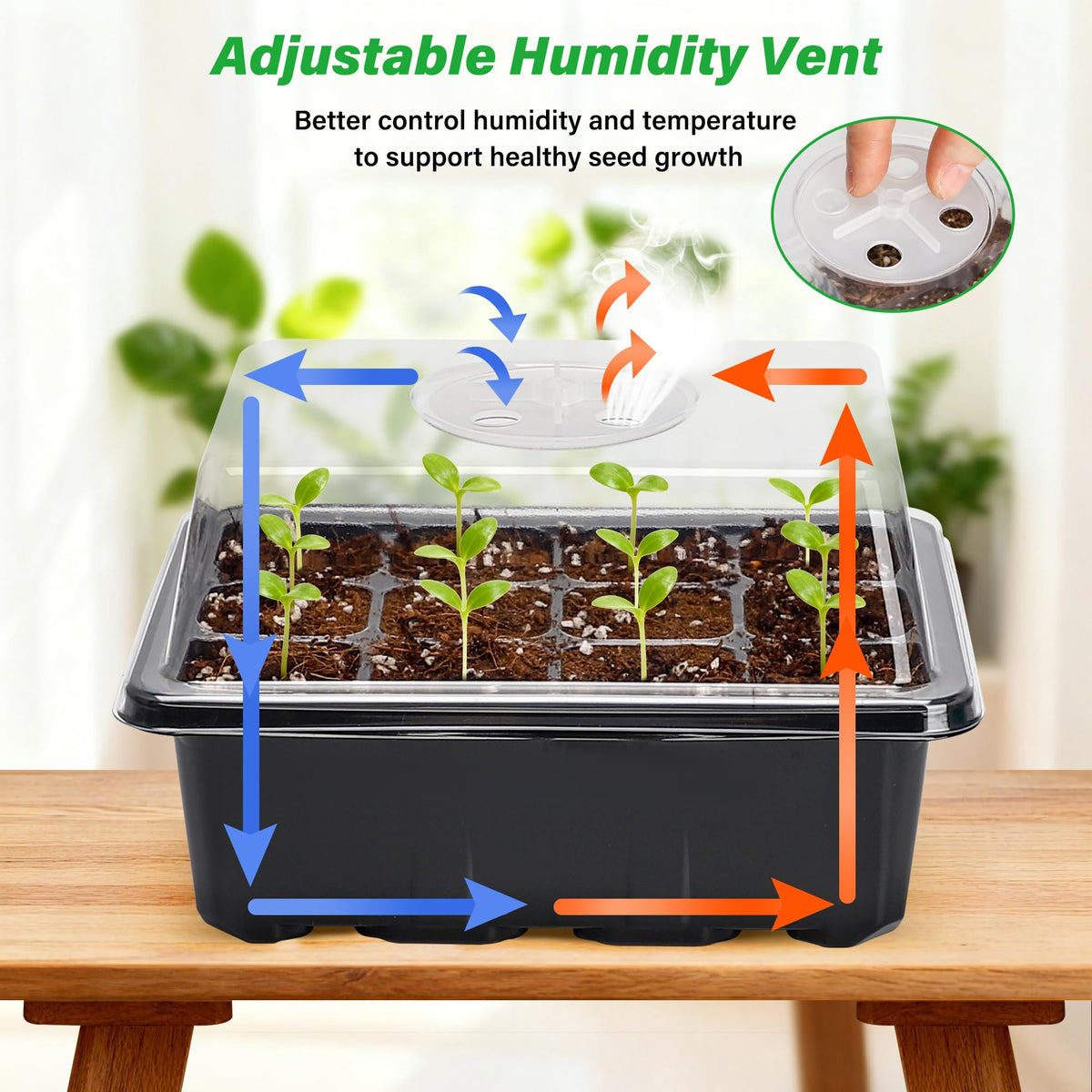Bonviee seed starter tray features drainage holes to prevent waterlogging and healthy roots.