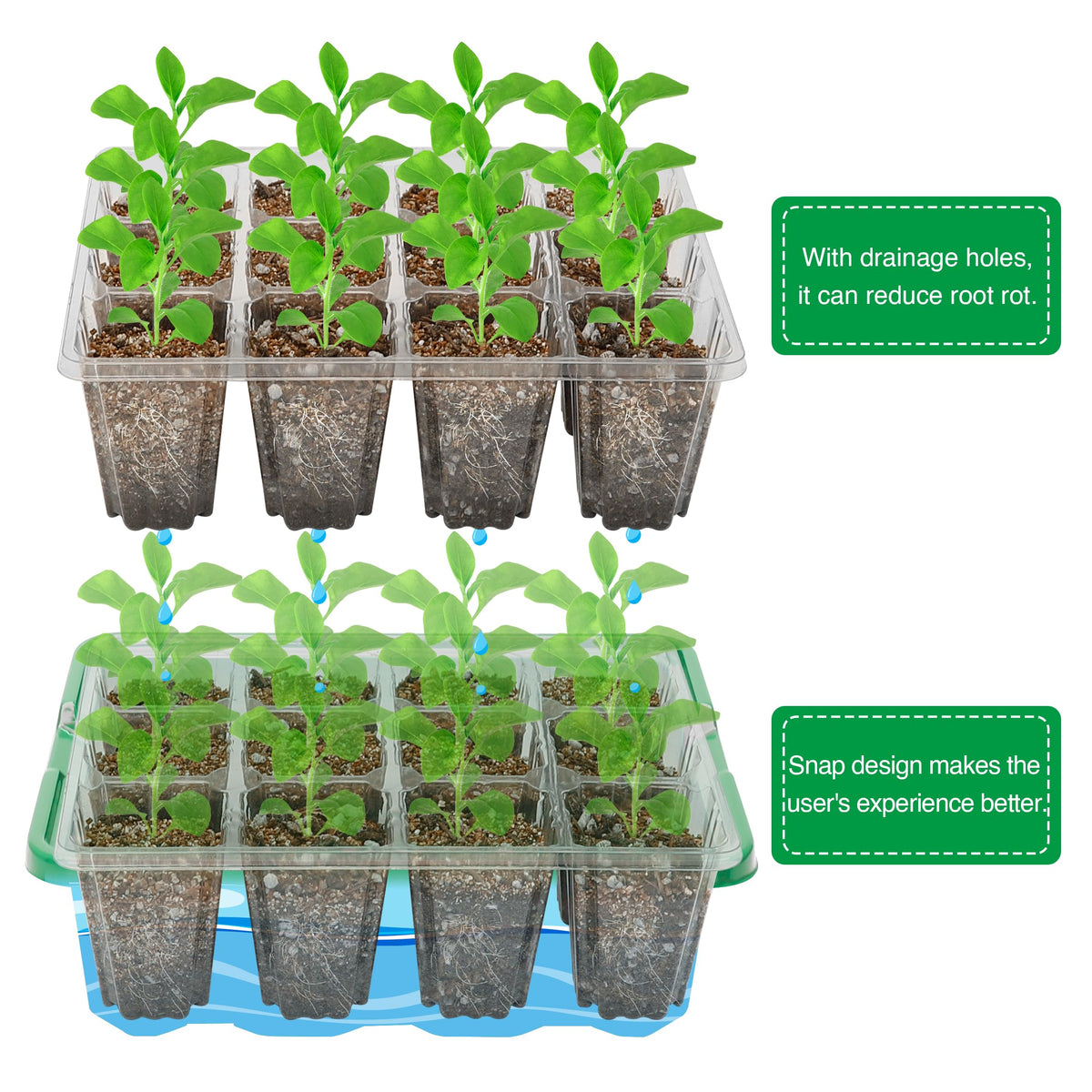 Bonviee seed starter tray compatible with heat mats and grow lights