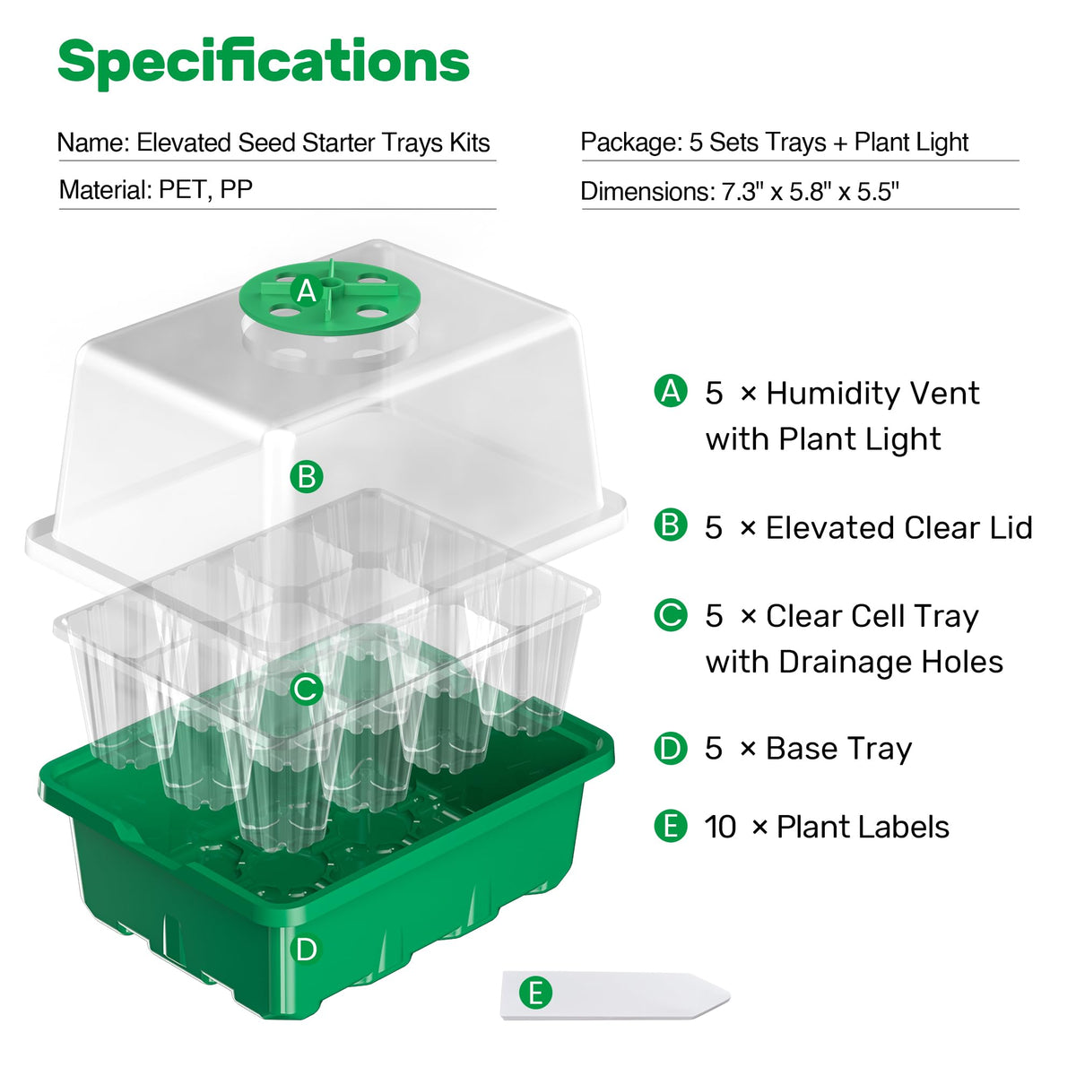 Bonviee seed starter tray transparent lid for root observation