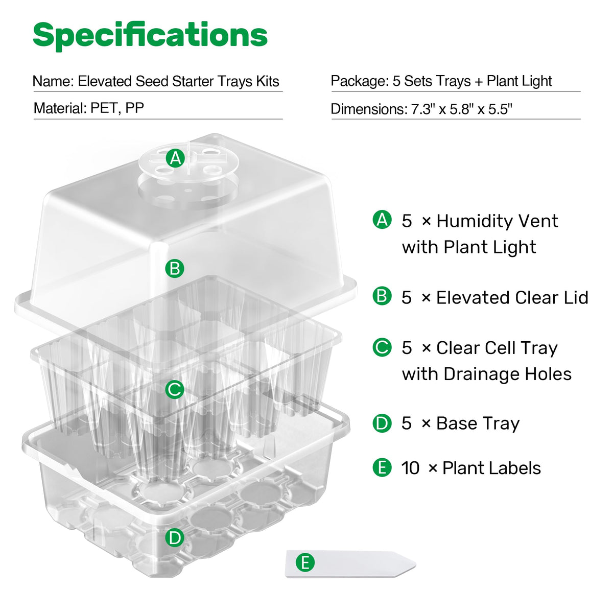 Bonviee seed starter tray transparent dome enables root observation without disturbance