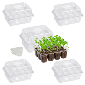 Bonviee seed starter trays 5-pack with clear base for easy seedling observation