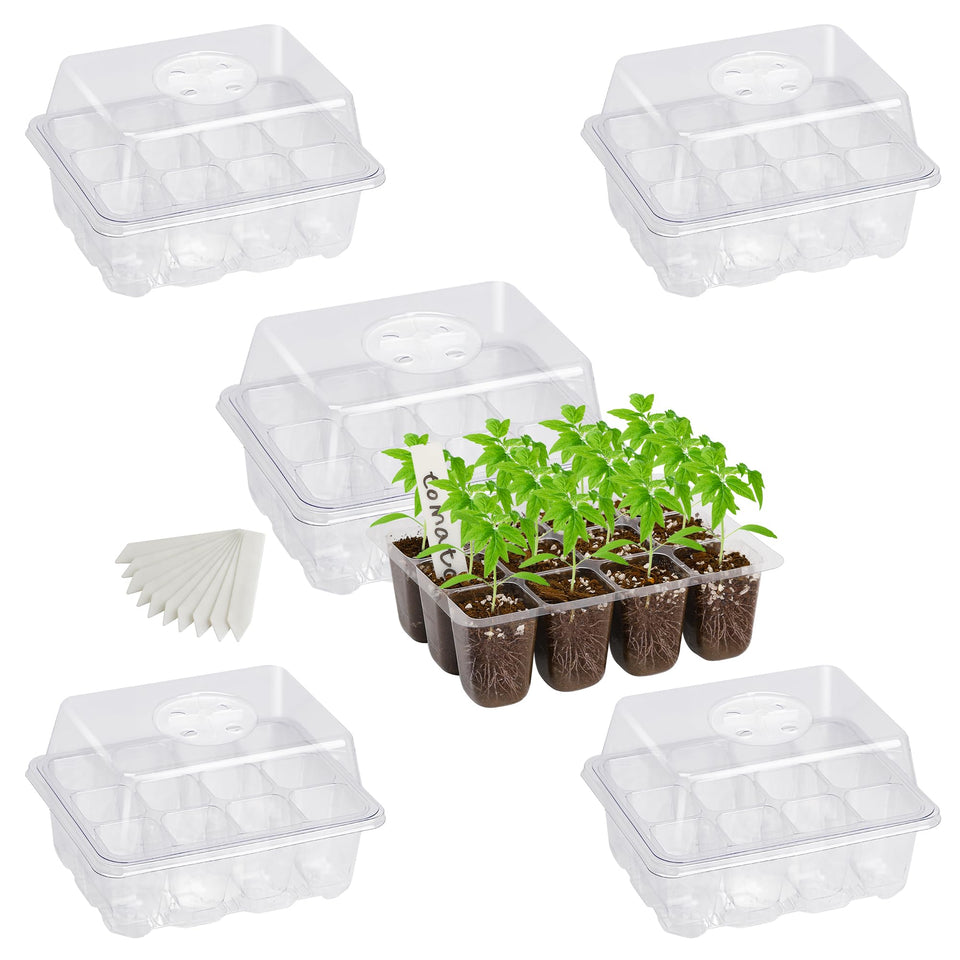 Bonviee seed starter trays 5-pack with clear base for easy seedling observation