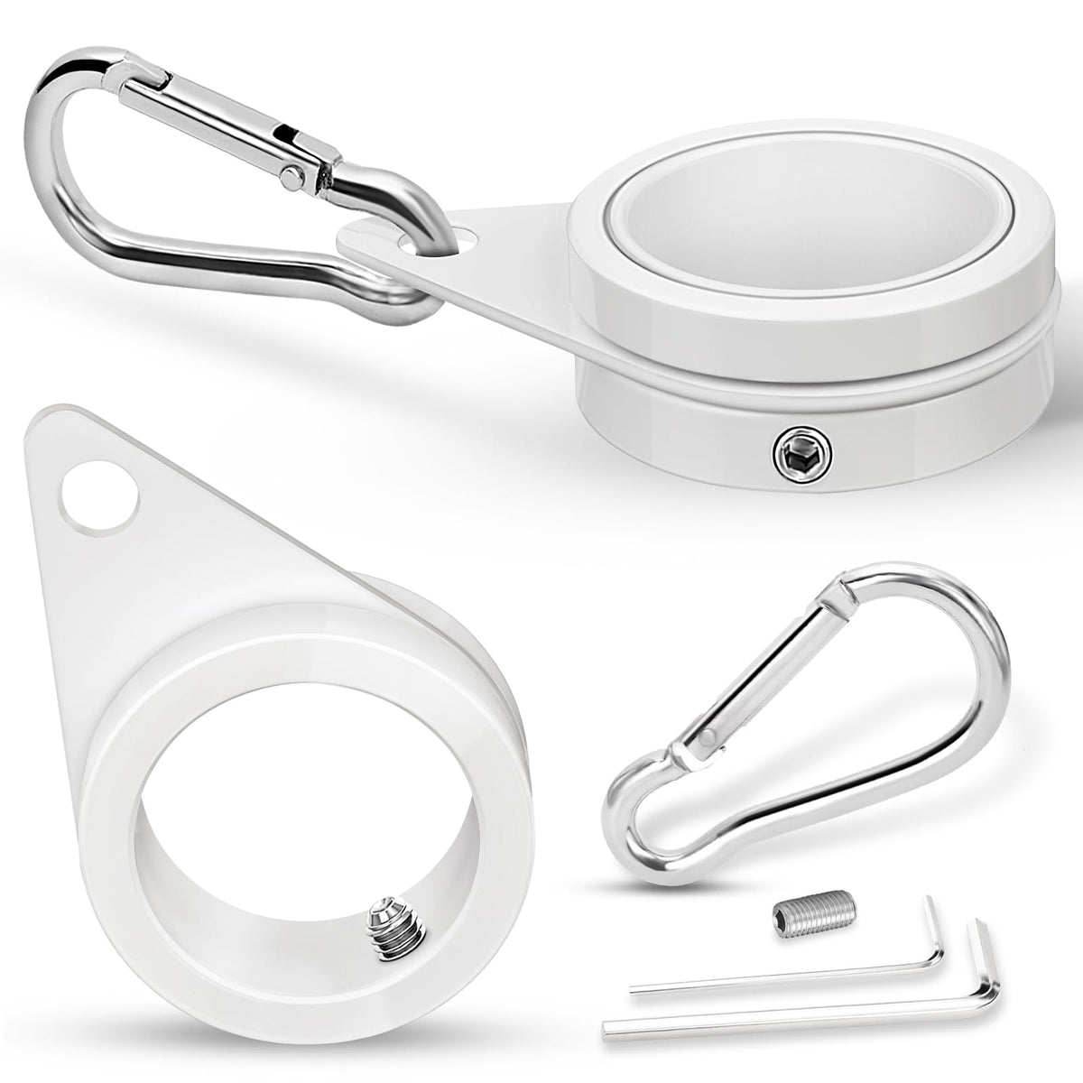 BONWIN 1in flag pole rings close-up showing sturdy aluminum construction for outdoor use.