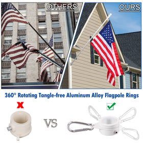 BONWIN rotating rings provide smooth, tang le-free flag rotation.