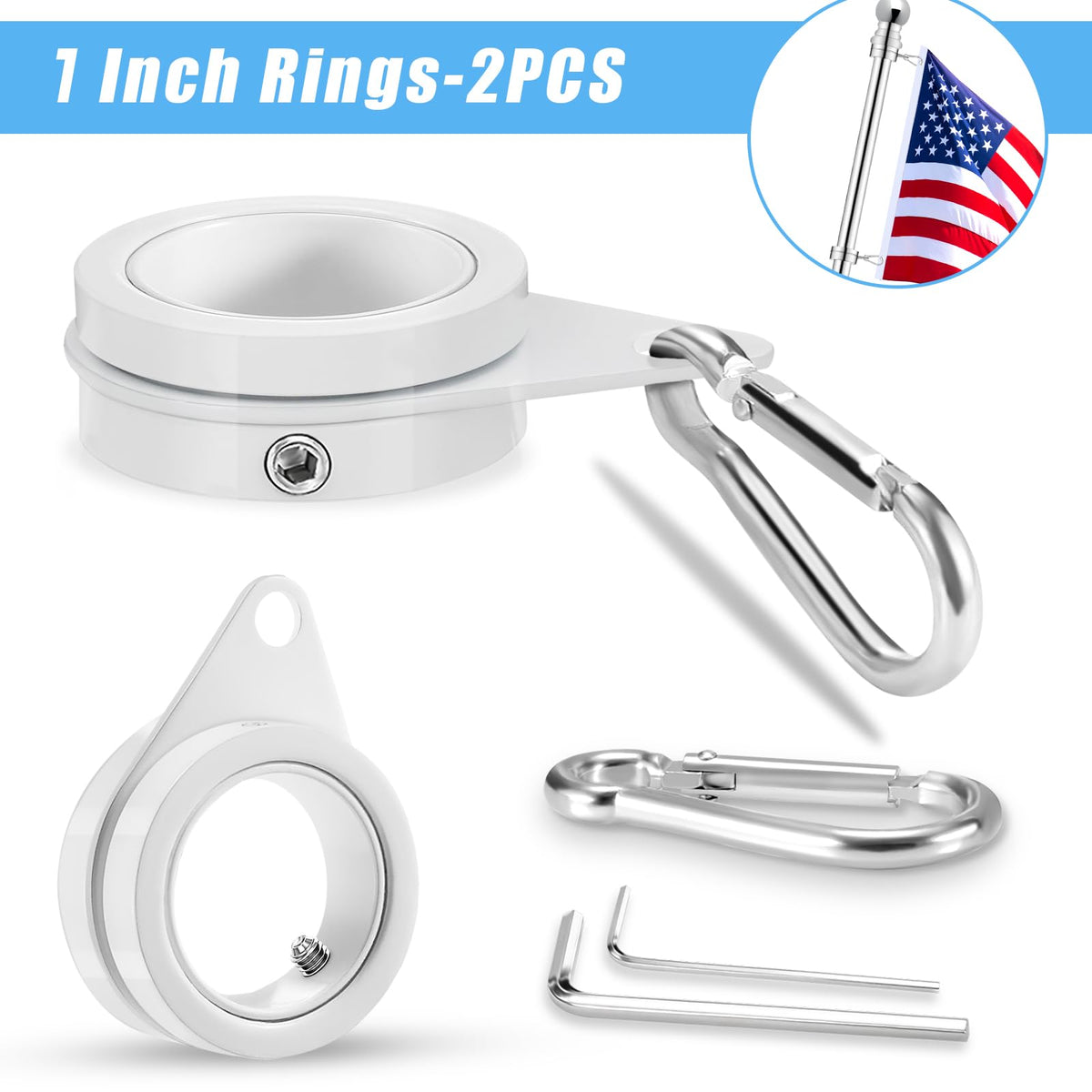 BONWIN 360-degree rotating clip demonstrates anti-wrap design for tangle-free flags.