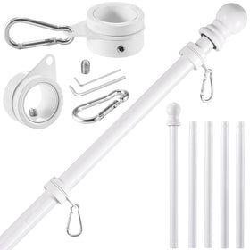 BONWIN 6 ft white flag pole mounted on wall for display