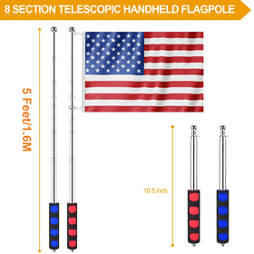 BONWIN flagpole extended to 1.6m with eight sections