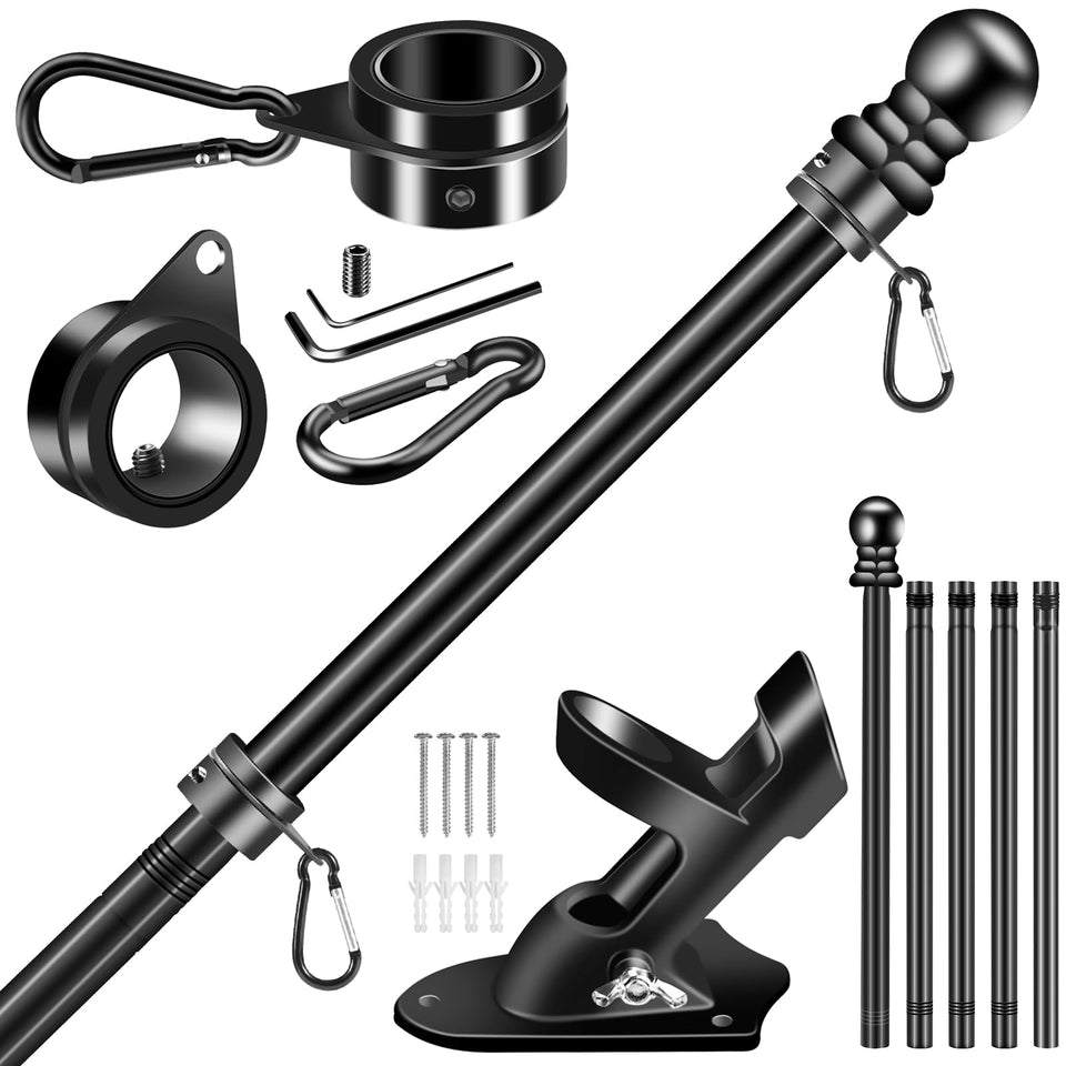 BONWIN black 6 ft flag pole ready for outdoor wall mounting and wind-ready display