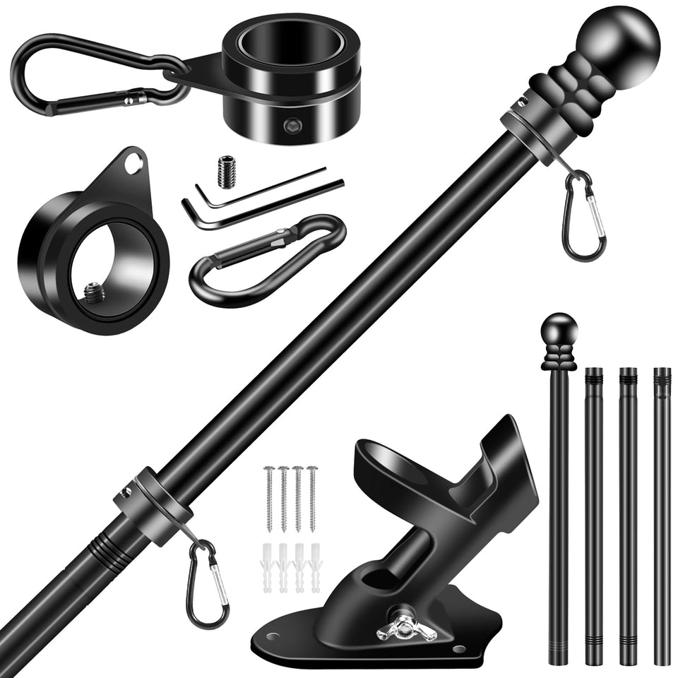 BONWIN black flag pole kit ready for porch setup with easy assembly