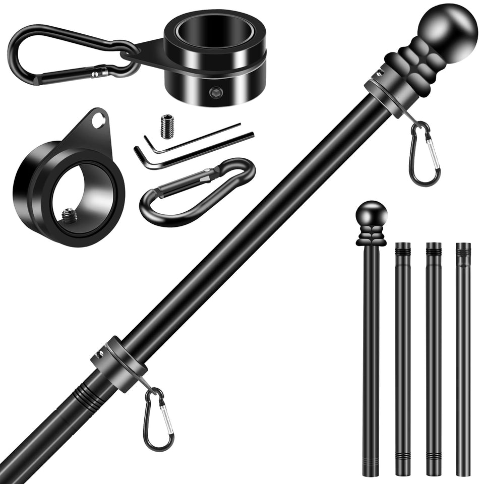 BONWIN flag pole kit on porch with a 3x5 flag for home display