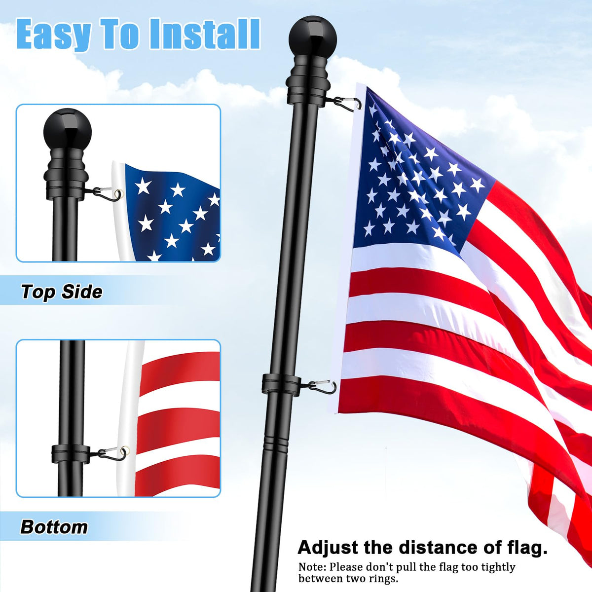 BONWIN easy setup with included carabiners for quick flag mounting.
