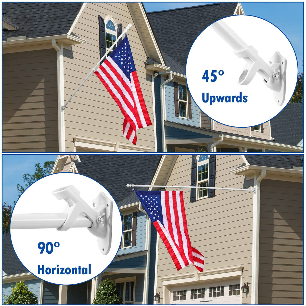 BONWIN flag pole supports 2x3' and 3x5' flags.
