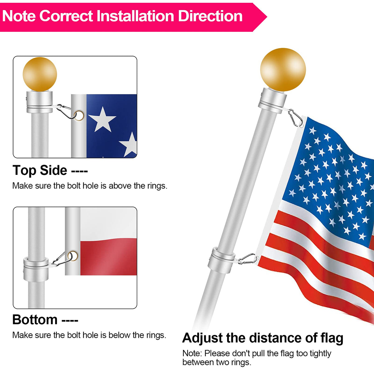 BONWIN grommet friendly carabiners connect flags securely