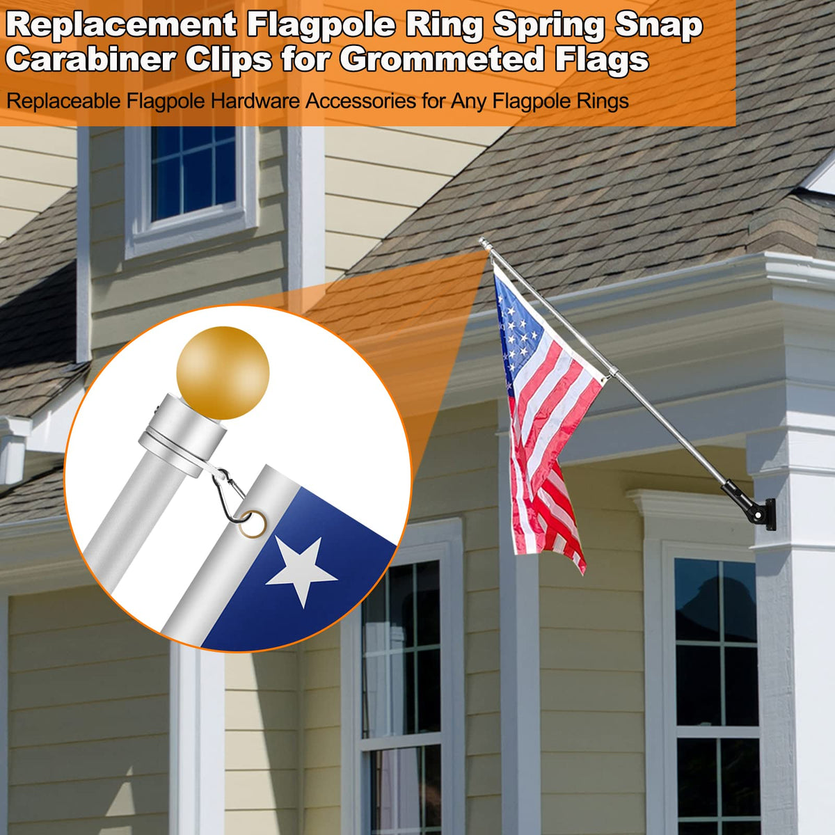 BONWIN silver spring snap hook for durable flag hardware.