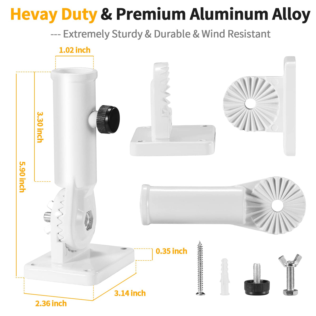 BONWIN outdoor-ready wall mount fits standard 1in flag poles.