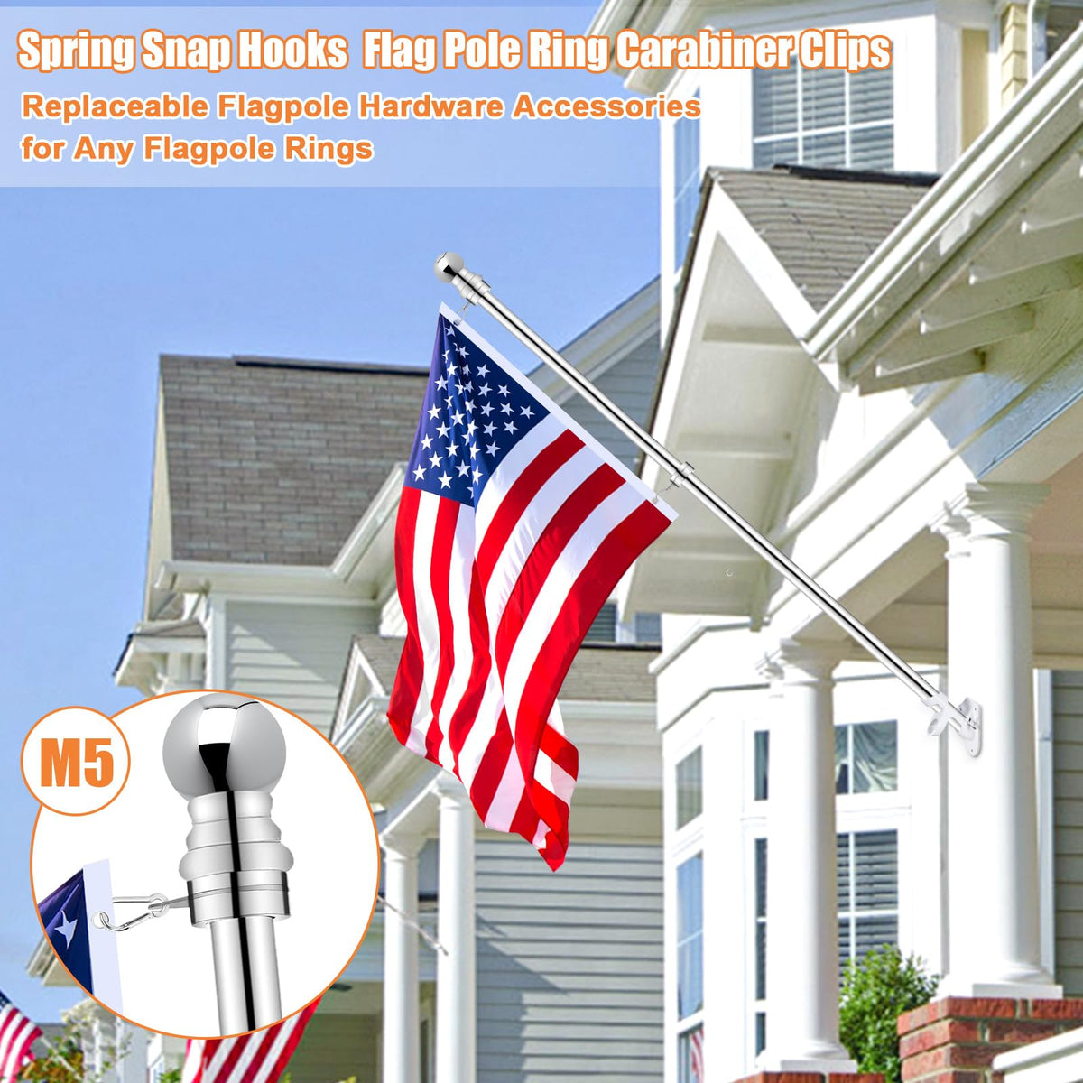 BONWIN replacement flagpole hardware fits standard swivels and grommeted flags