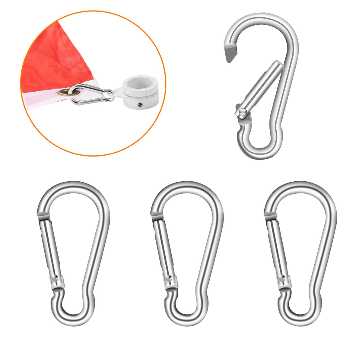 BONWIN replacement carabiner clip keeps flags easy to attach and remove.