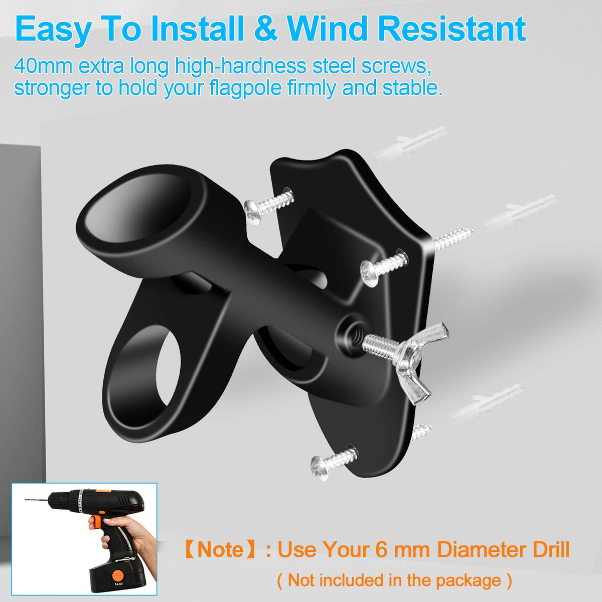 BONWIN sturdy base with 40mm screws supports tall flags safely.