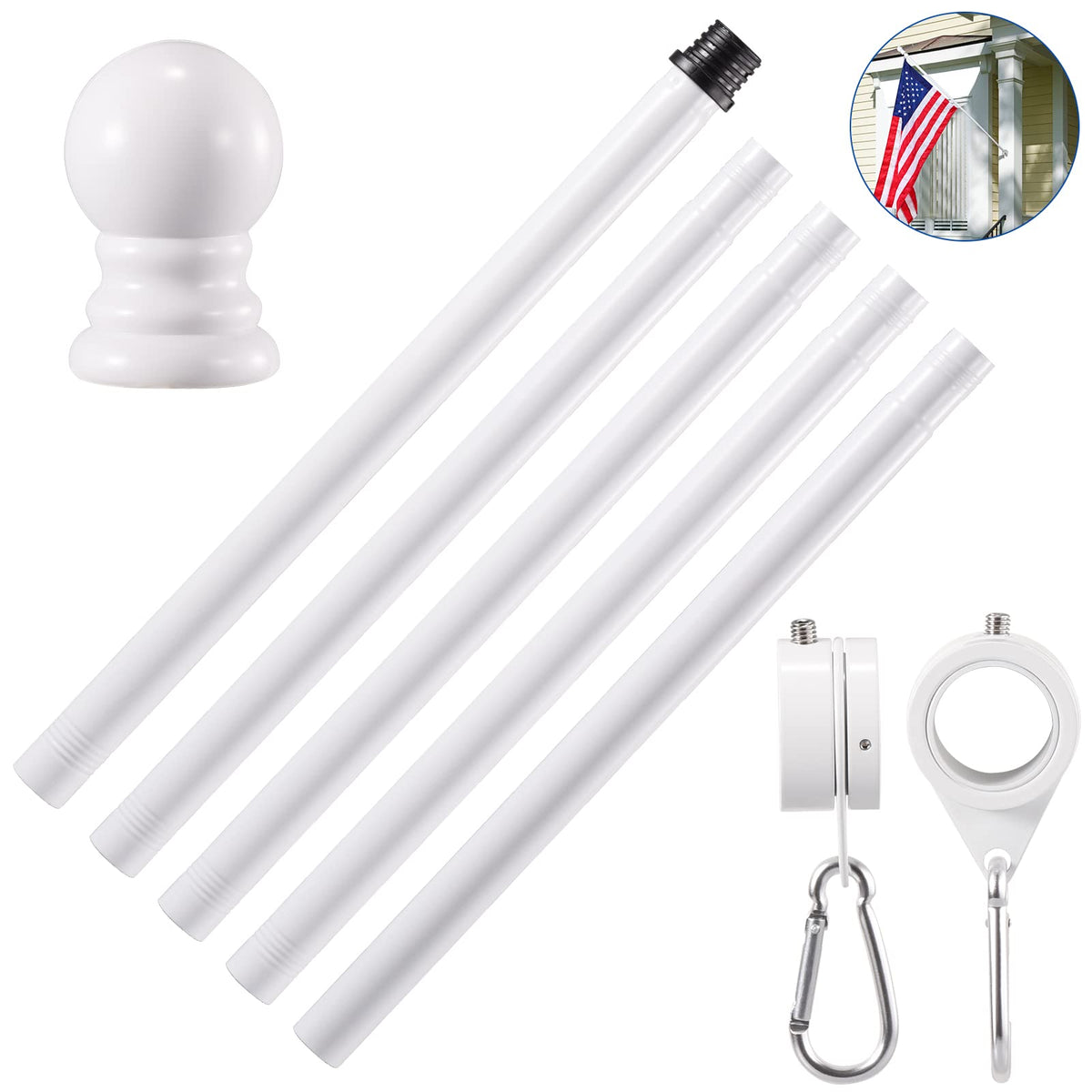 BONWIN thickened stainless flag pole close up for outdoor use