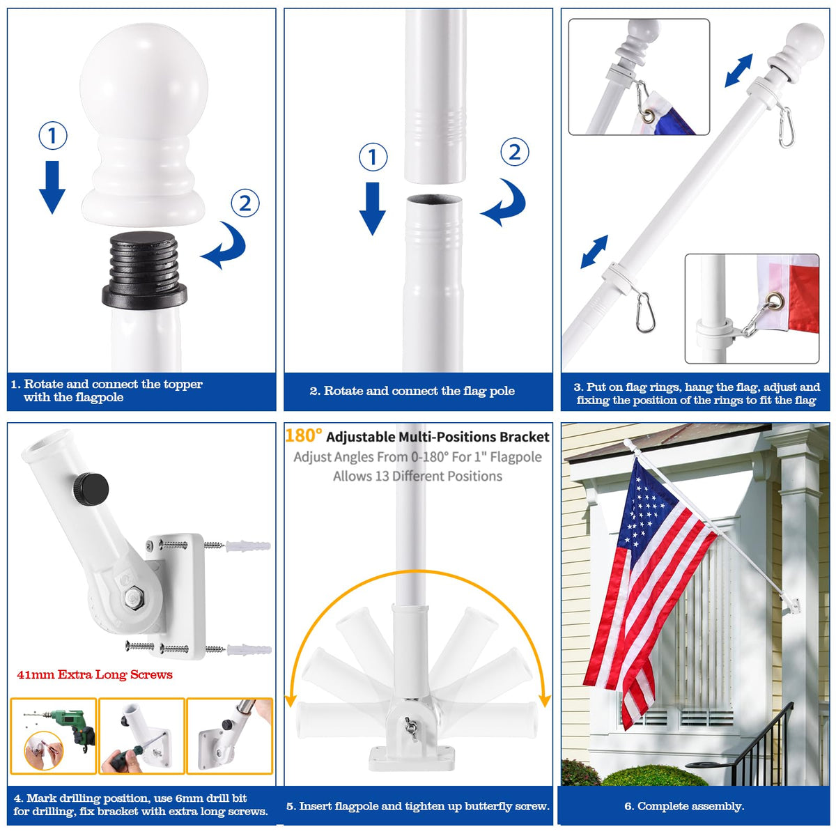 BONWIN thickened stainless steel flagpole built for durability.