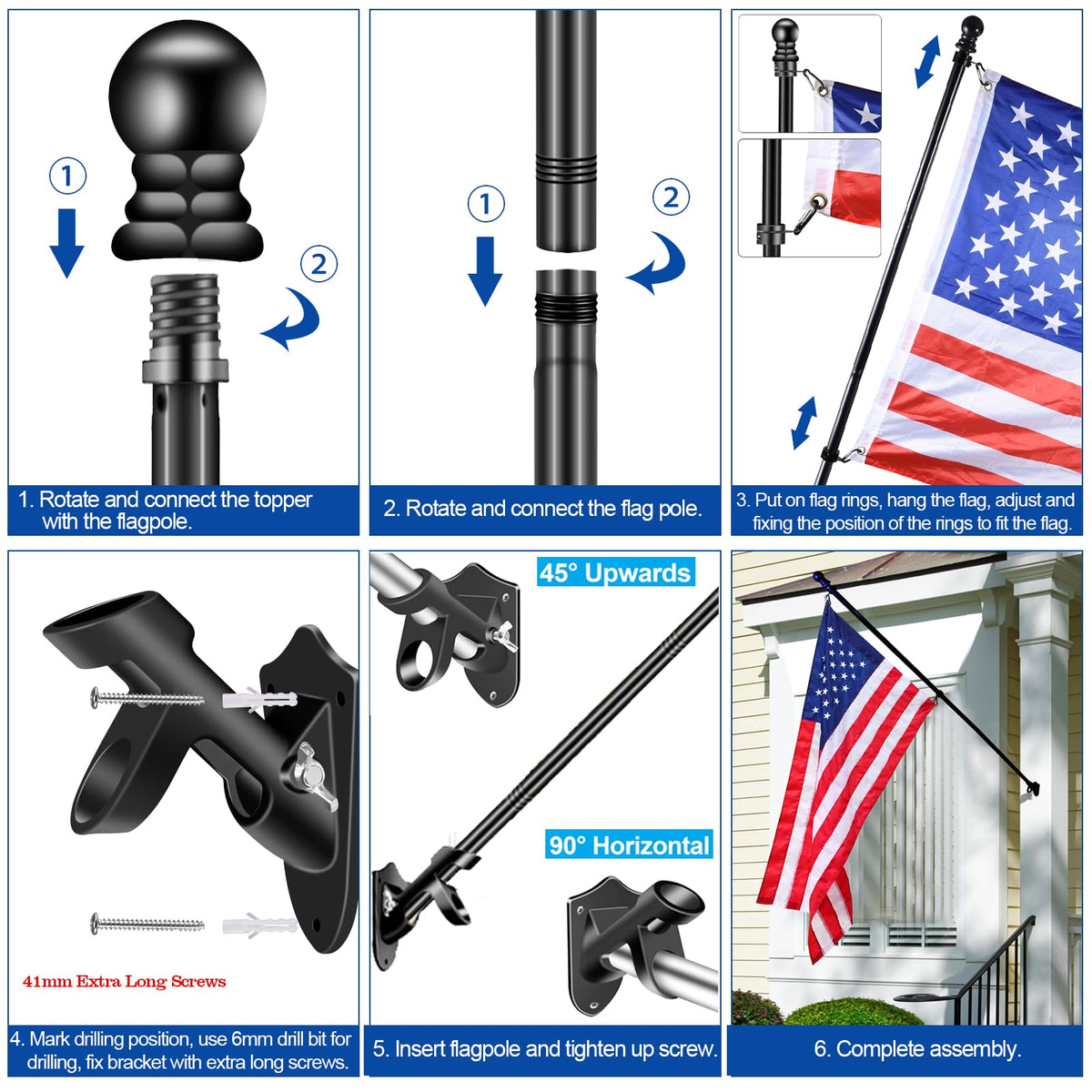 BONWIN wall mount hardware set with corrosion protection for outdoor use
