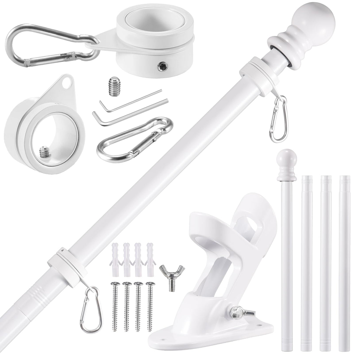 BONWIN white flag pole kit on porch enhances curb appeal.