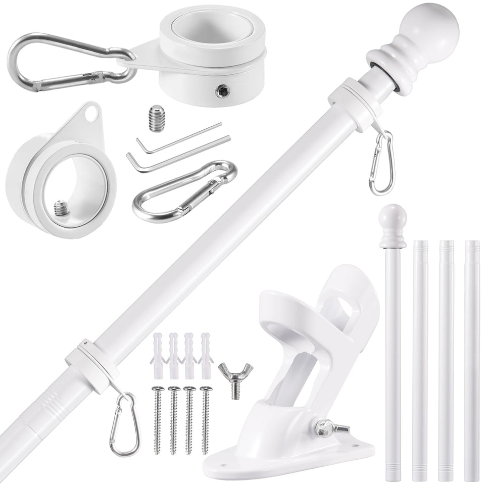 BONWIN white flag pole kit on porch enhances curb appeal.