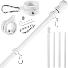 BONWIN white flag pole kit, 5ft mounted on porch wall