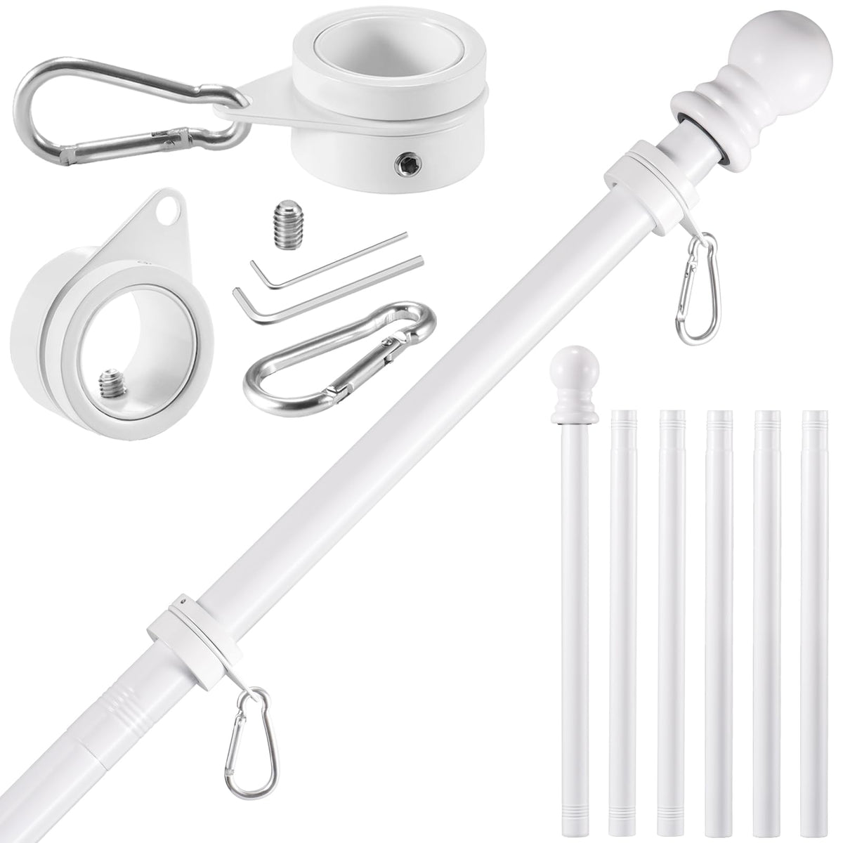 BONWIN white flag pole wall-mount on a porch exterior for a clean look
