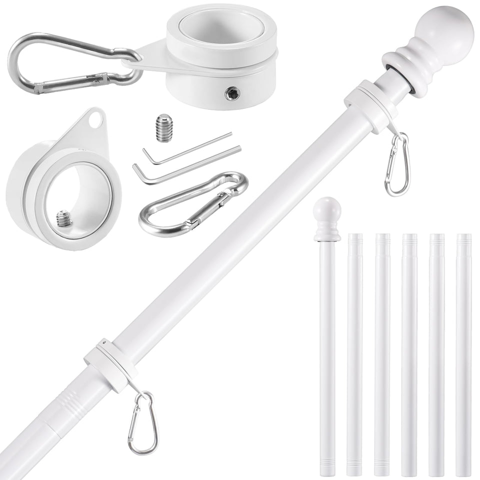 BONWIN white flag pole wall-mount on a porch exterior for a clean look