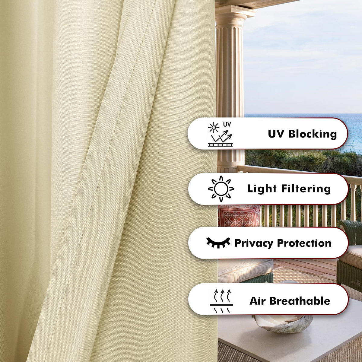 BONZER weatherproof polyester cream fabric showing durable outdoor material