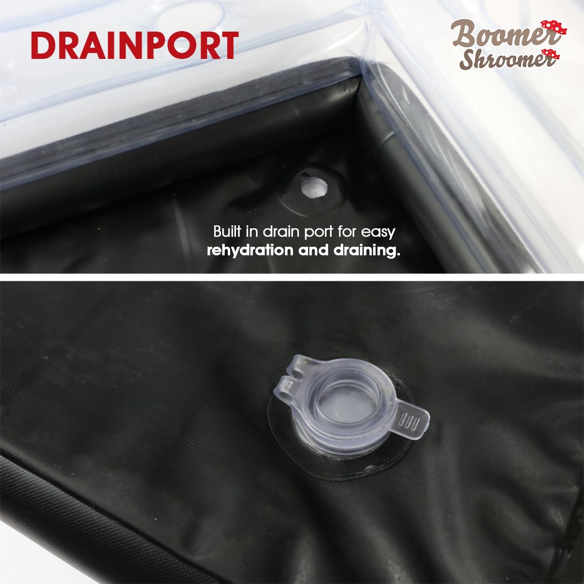 Boomer Shroomer transparent walls enable monitoring without disturbing humidity.