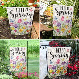 BoopZilla Tulip Hello Spring flag closeup tulips detail for garden entry