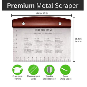 Boorika bench scraper with non-slip handle for secure grip during long bakes