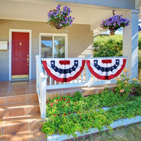 Booson patriotic bunting drapes smoothly on porches 3x1.5 ft.