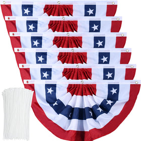 Booson American flag bunting pleated fan flag front view for outdoor porch decoration.