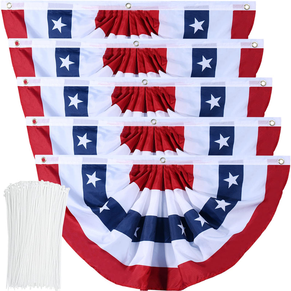 Booson American flag bunting pleated fan front view for outdoor decor