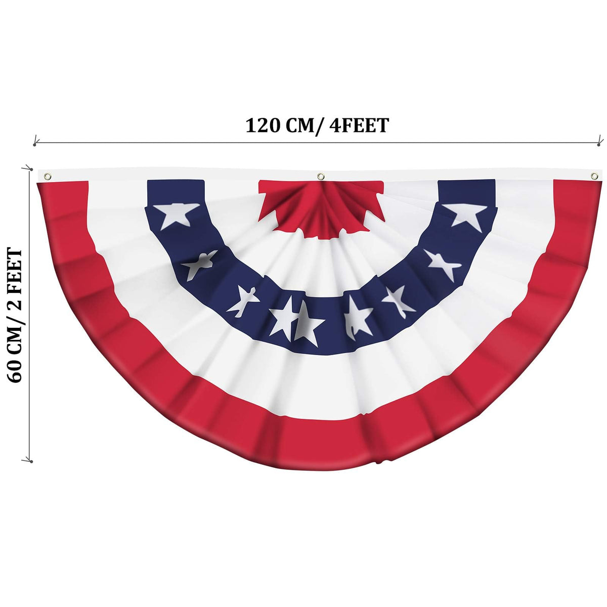 Booson patriotic bunting with brass grommets for easy hanging on porches
